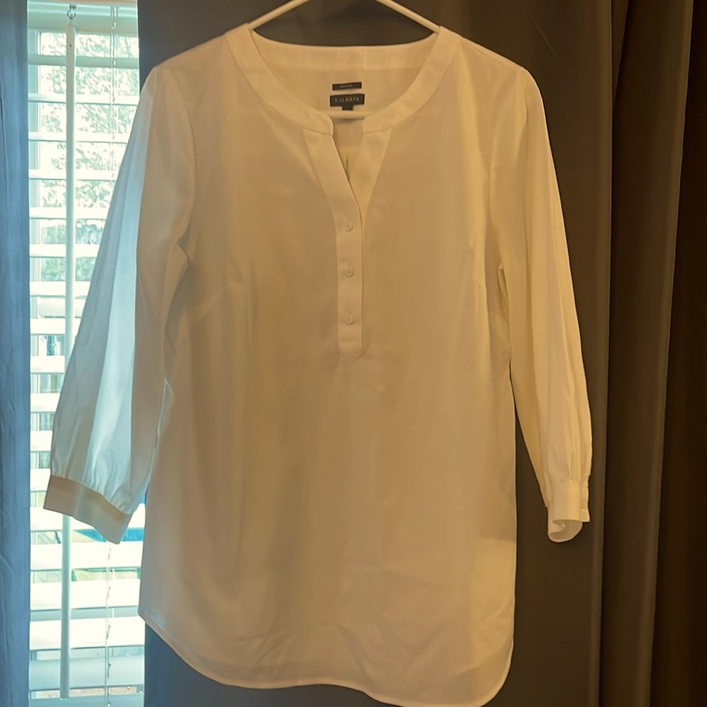 White long sleeve blouse. Size small. Brand Talbots
